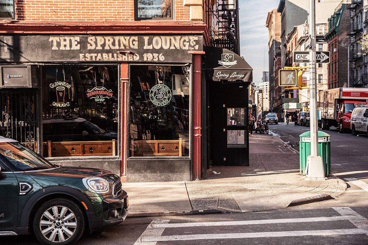 The Spring Lounge bar on a street corner